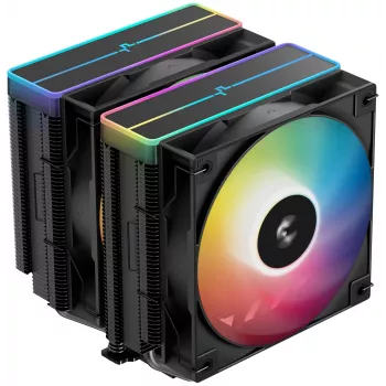 Gaisa dzesētājs DeepCool AG620 BK ARGB V2 — 120 mm divi ventilatori, 6 siltuma caurules, LGA 1700/AM4/AM5 atbalsts, melns