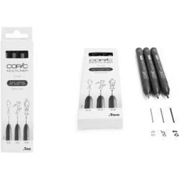 COPIC Multiliner Fineliner melns 0,3 + 0,5 + 0,8 mm, 3 gab. (22075630)