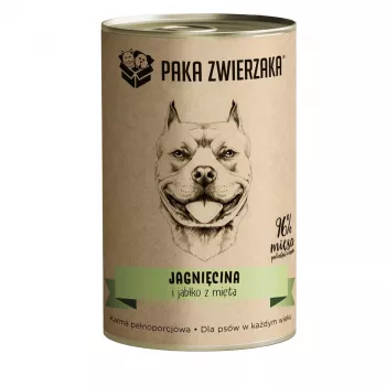 Slapjā suņu barība PAKA ZWIERZAKA Jērs un Ābols ar Piparmētru, 400 g, bezgraudu, bez lipekļa un sojas