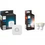 Philips Hue White Ambiance GU10 LED lampu komplekts ar Hue Bridge – 2 spuldzes, nomaina 35 W halogēnu
