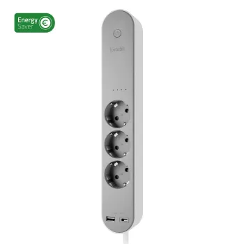 Hombli HBPO-0108 pagarinātājs ar 3× E tipa kontaktligzdām, 230V 16A, iekštelpām, balts/pelēks