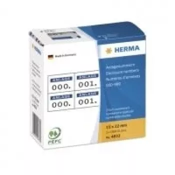 Pašlīmējošās uzlīmes HERMA korpusu numuriem 15x22 mm 0-999