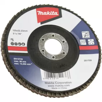 Makita slīpēšanas disks - kokam, metālam, plastmasai, krāsainajiem metāliem, tēraudam - grauds A120 - 125 mm - saderīgs ar Makita 95XX, GA005, GA008, GA008GM201, GA013, GA013GM201