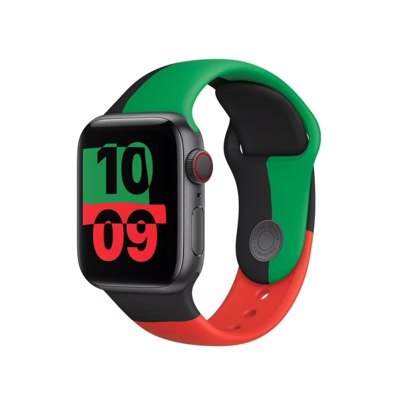 Apple 40mm Black Unity Sport Siksniņa M/L Melns Zaļš Sarkans