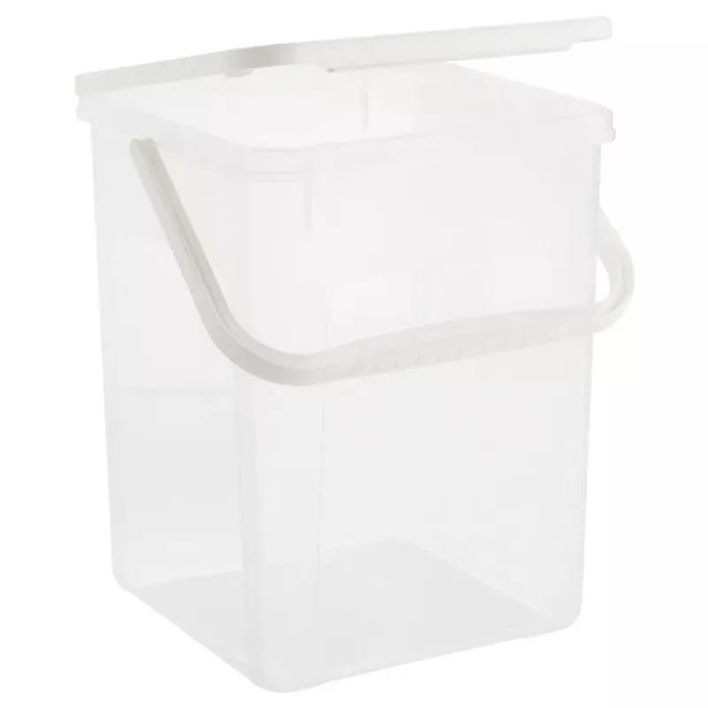 Plastmasas mazgāšanas līdzekļa tvertne Rotho Basic 9 L modelis 1770101100RP, balta, ar vāku un pakarināšanas caurumu