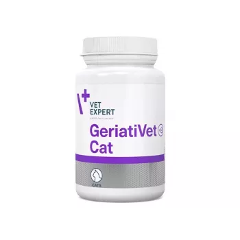 Uztura bagātinātājs VETEXPERT GeriatiVet Cat kapsulas 60 gab. — atbalsts senioru kaķiem, smadzeņu darbības veicinātājs, bez lipekļa un sojas