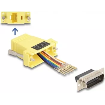 DeLOCK D-Sub 15 sievišķais uz RJ45 sievišķo montāžas komplekts dzeltens VGA RJ-45
