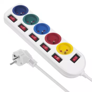Nepolarizēts MCE204 M/W Balts pagarinātājs ar 5 kontaktligzdām