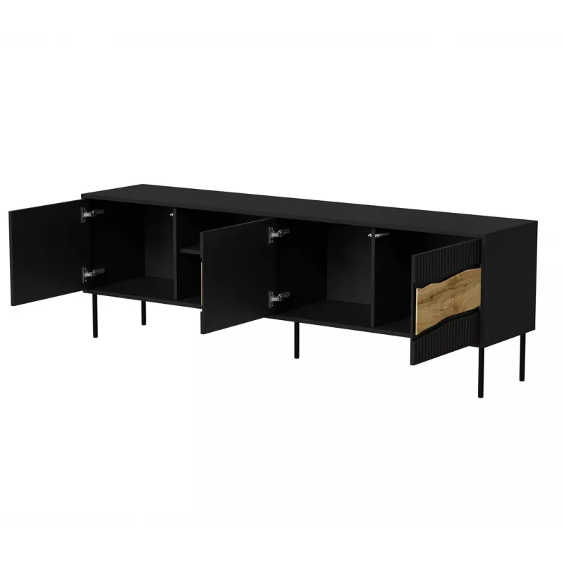 TV skapis cama meble INSERTO 3D1W 190x40x62 cm melns ar LED