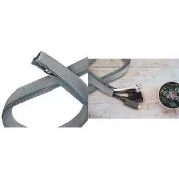 LogiLink KAB0091 kabeļu apvalks ar rāvējslēdzēju, poliesters, Ø 50 mm, baltā krāsā, 5 m