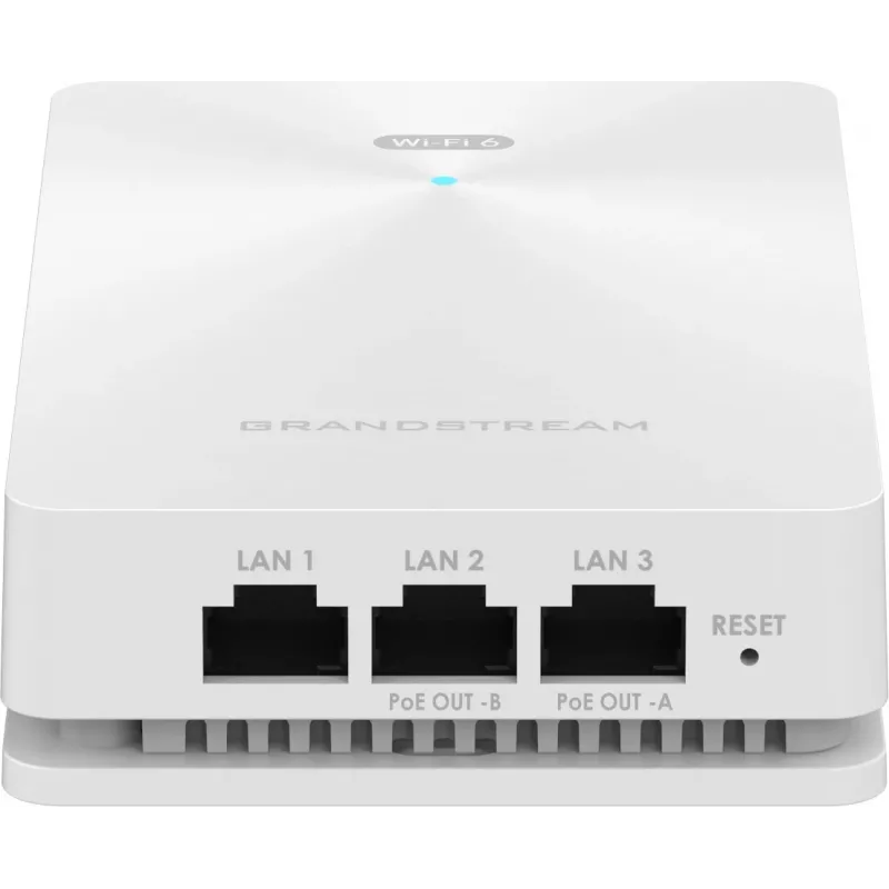 Grandstream GWN7661E sienas Wi-Fi 6 piekļuves punkts, AX3000, divu joslu 2,4/5 GHz, 3 Gbps, MU-MIMO, PoE/PoE+, Gigabit porti, 256 klienti