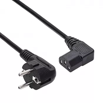 AKYGA AK-PC-12A leņķa barošanas kabelis CEE 7/7 uz IEC C13, 3 m, melns