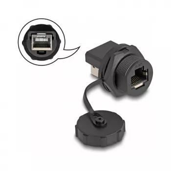 DeLOCK RJ45 Cat.6A savienotājs IP67 ūdensnecaurlaidīgs putekļu necaurlaidīgs melns