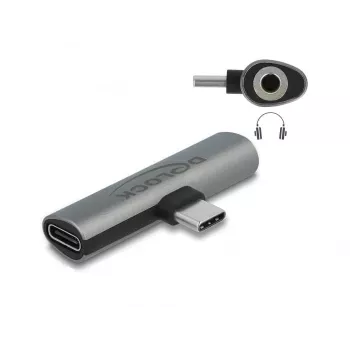 DeLOCK 64186 pārveidotājs USB Type-C uz USB Type-C + 3,5 mm, pelēks