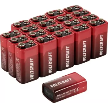 Voltcraft VC-16107985 9 V bloka baterija, sārmu-mangāna, 550 mAh, 9 V, 20 gab.