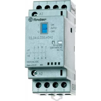 Finder Instalācijas kontaktors Serie 22, 25 A 22.34.0.012.4640 2 NO/2 NC (30/110/220 V) 25/5/1 A