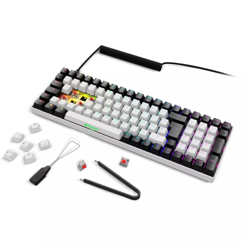 SKILLER SGK50 S2 spēļu tastatūra balta, DE izkārtojums, Gateron Red slēdži