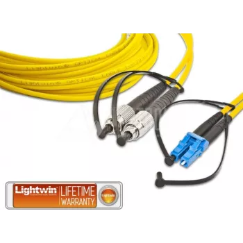 Lightwin LDP-09 FC-LC 2.0 optiskās šķiedras kabelis 2 m LSOH OS2 2x FC 2x LC Dzeltens