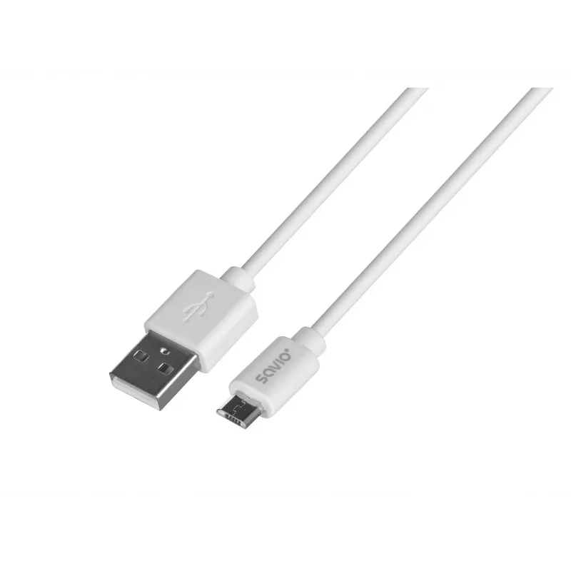 USB kabelis SAVIO CL-123 USB 2.0, USB A–Micro-USB B, 1 m, balts