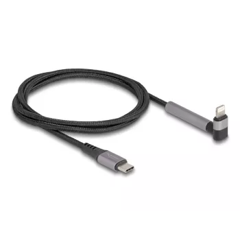 USB Type-C uz Lightning uzlādes un datu kabelis ar leņķa savienotāju un statīva funkciju, DELOCK 1.5 m, 9 V 3 A (MFi)