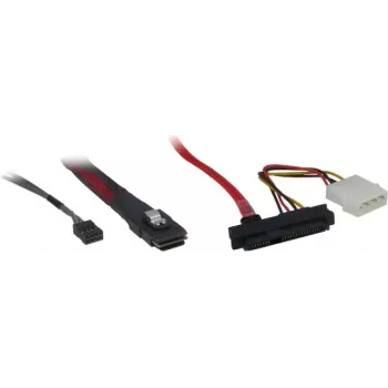 Inter-Tech iekšējais SAS kabelis, SAS 6Gbit/s, Mini SAS (SFF-8087) uz barošanas bloku, 4-pin, iekšējais SAS, 29-pin (SFF-8482), 50cm, melns/sarkans (88885001)