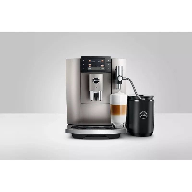 Kafijas automāts JURA E8 Pilnībā automātisks 1,9 L Sudrabs — 15 bāri, 3,5 collu displejs, dzirnaviņas, piena putotājs
