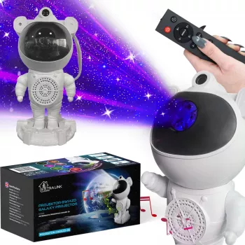 Nakts gaisma, projektors, Bluetooth skaļrunis Extralink Home Star Projektors ar skaļruni, bērniem, astronauts