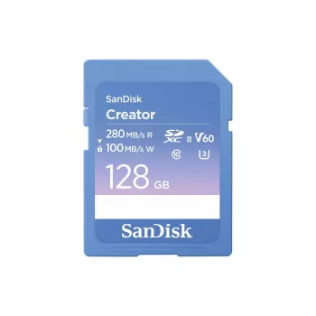 SanDisk Creator SD atmiņas karte UHS-II 128GB, pārsūtīšanas ātrums līdz 280 MB/s