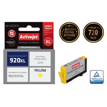 Tintes kasetne ActiveJet AH-920YCX saderīga HP 920XL (Dzeltens, 12 ml, XL)