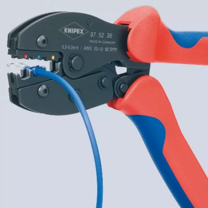 Knipex PreciForce 975236 SB gofrēšanas knaibles ar izolētiem rokturiem (melni, zili, sarkani)