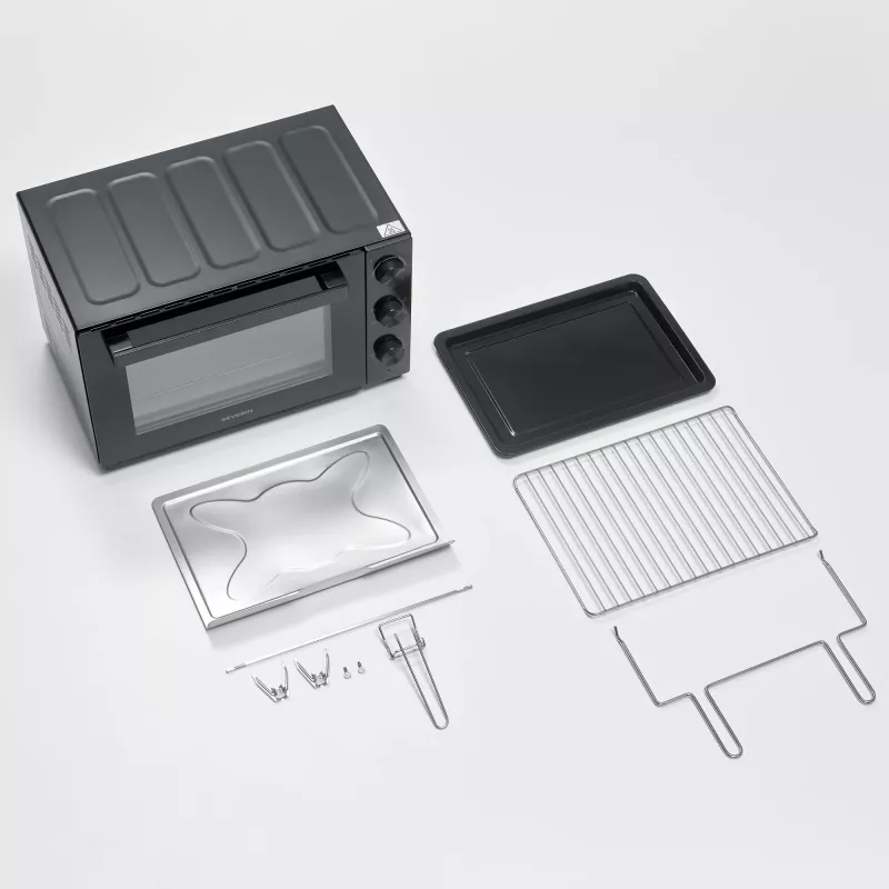 Virsmas elektriskā cepeškrāsns SEVERIN TO 2076 — 46 L, 1800 W, brīvi stāvoša, melna, 515×420×365 mm