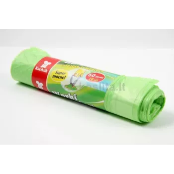 Atkritumu maisi Nenurodyta Drawstring 60 L HDPE Zaļš