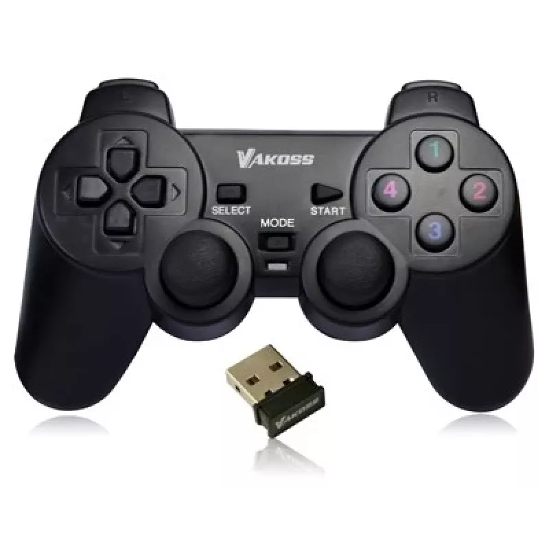 VAKOSS GP-4705BK bezvadu USB spēļu pults, PC/PS3, dual shock vibrācija, analogais/digitālais režīms, melna
