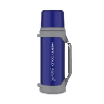 Vakuuma termoss Maestro MR-1631 1,5 L Zils/Pelēks, 24 h siltuma noturība, ar vāku, krūzīti un rokturi