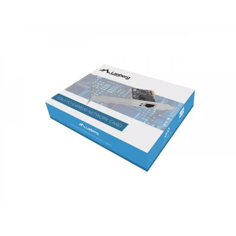 Iekšējā tīkla karte LANBERG PCE-1GB-201, PCI Express, 1× RJ-45 Gigabit (1000 Mbit/s), melna