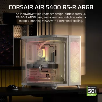 Korpuss Corsair AIR 5400 RS-R ARGB Midi Tower Balts