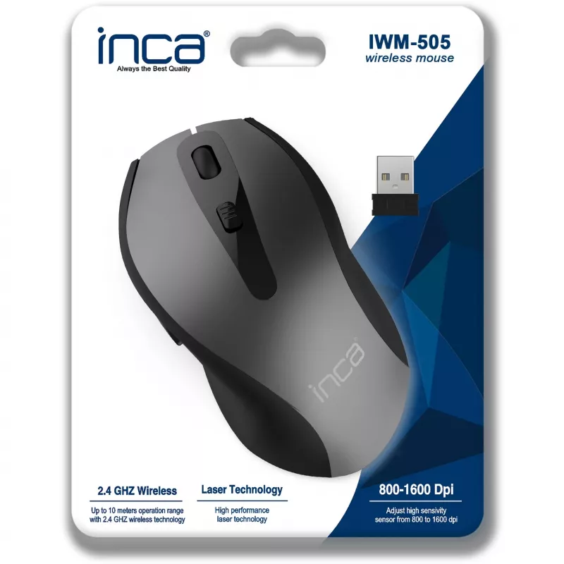 Cian Technology GmbH INCA Mouse IWM-505 Ergon. Bezvadu 1600 DPI Lāzera SW retail - Pele - 1600 dpi