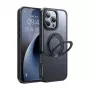 Aizsargmaciņš McDodo PC-4932 iPhone 16 Pro ar integrētu statīvu, melns