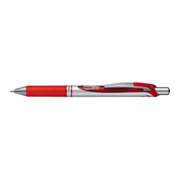 Pildspalva ar klipsi, izvelkama, Pentel Energel XM Klick, sarkana