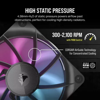 Ventilators Corsair iCUE LINK RX120 RGB 12 cm Melns 400-2100 RPM