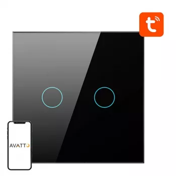 Viedais gaismas slēdzis Avatto ZTS02-EU-B2 ZigBee 2-virzienu Melns, sienas montāžai, ES modelis