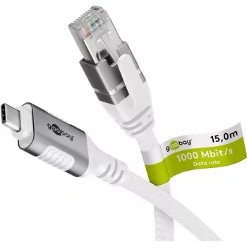 Tīkla kabelis Goobay 74181 USB-C uz RJ-45 Cat6 15 m Balts