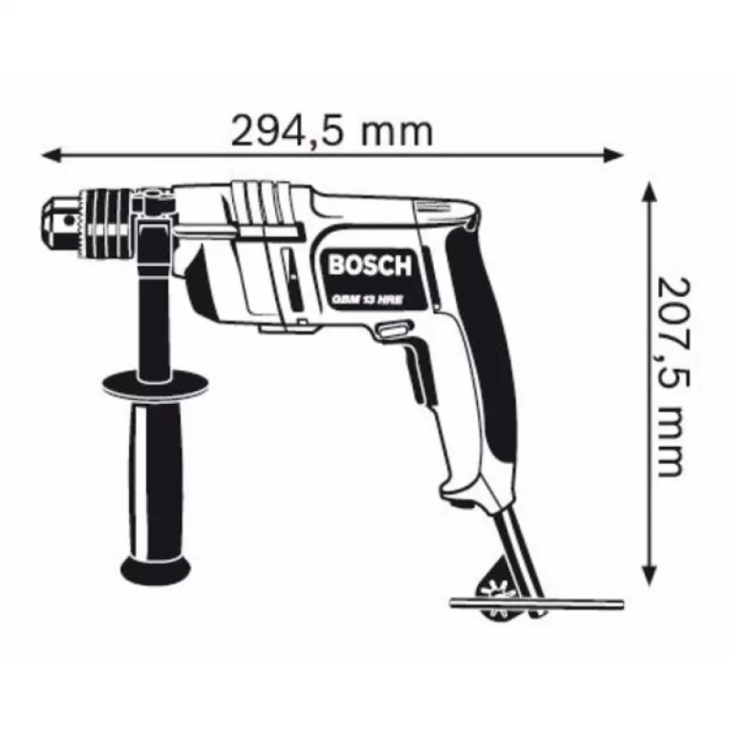 Bosch GBM 13 HRE Professional 0601049603 urbjmašīna ar vadu, 550 W, 550 apgr./min, 60 Nm, 13 mm zobvainaga patrona, 2,1 kg, zila/melna