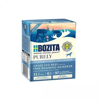 BOZITA Purely Paté Duoprotein liellopu un ziemeļbriežu mitrā suņu barība - 370g