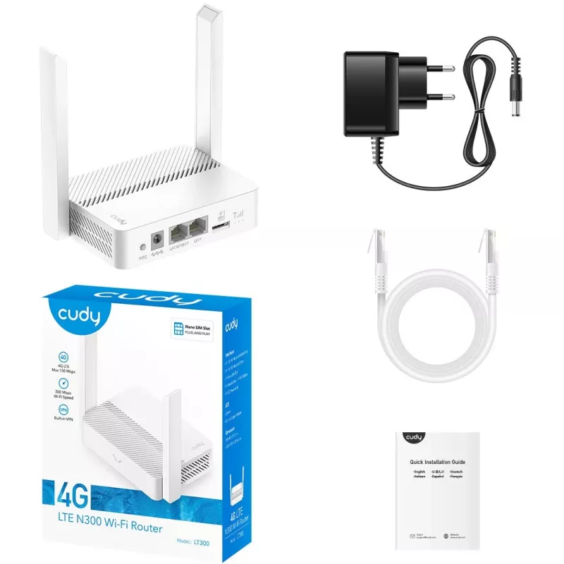 Cudy LT300 bezvadu maršrutētājs Fast Ethernet vienas joslas (2.4 GHz) 4G Balts