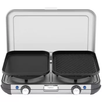 Pārnēsājama grila plīts Campingaz 2213311 — 2 zonas, 5.4 kg, 490×350 mm, melna/pelēka/sudraba