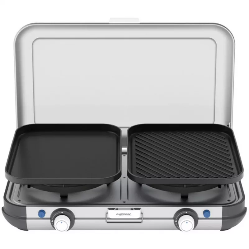 Portatīvā grila plīts Campingaz 2213311, 2 zonu, 5,4 kg, 490×350 mm, melna/pelēka/sudraba