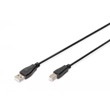 Assmann USB savienojuma kabelis, A - B vīriešu/vīriešu, 1,0 m, USB 2.0, UL, melns (AK-300102-010-S)