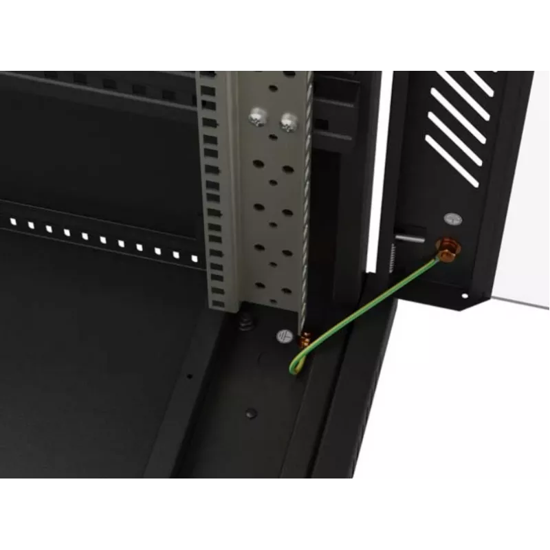 Rack skapis LANBERG FF01-6222-12B 22U 600x1200 mm melns ar stikla priekšējām un aizmugurējām durvīm