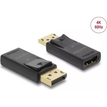 DELOCK Aktīvs DisplayPort 1.2 uz HDMI adapteris 4K HDR, viengabala USB barots kabelis